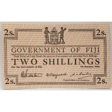 FIJI 1942 . TWO 2 SHILLINGS . SPECIMEN BANKNOTE